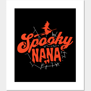 Cute Halloween Spooky Nana Orange and Black Halloween Witch Grandmother Posters and Art